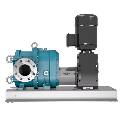 Pump with helical bevel geared motor