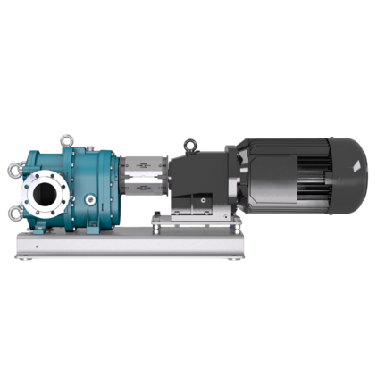 Pump with electric motor on base frame